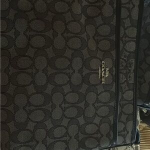 Coach Men's Black and Gray Signature Messenger Bag